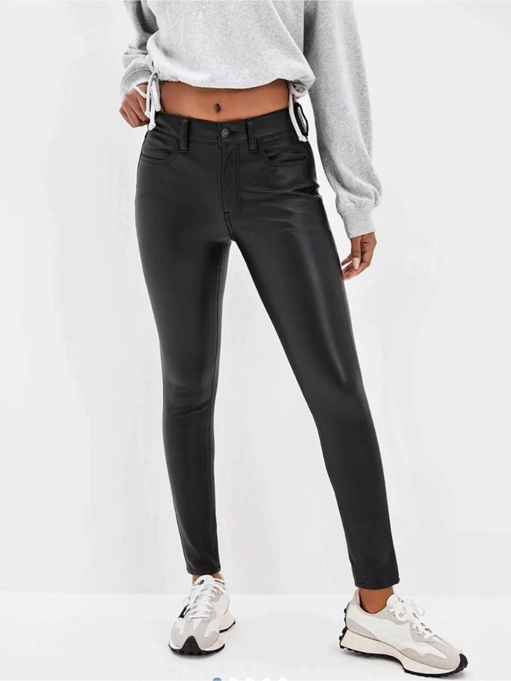 American Eagle Faux Leather Leggings Black Size Medium